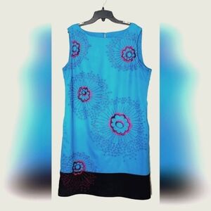Monsoon Women's Vintage Cotton Blue Embroidered & Beaded Floral Dress. Size L